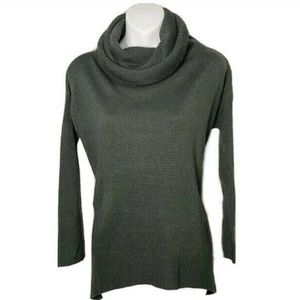 Susina Olive Green Sweater Curved Hem Cowl Neck Long Sleeve Ribbed Petite SP